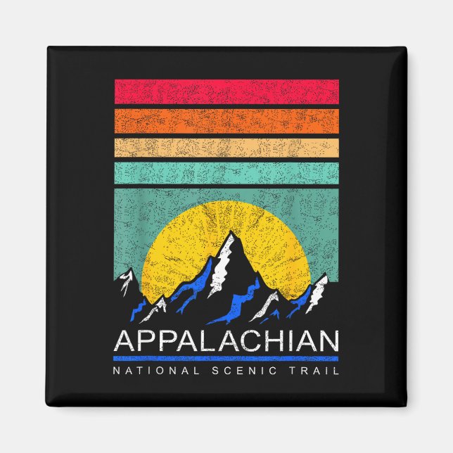 Imán Silueta de montaña retro Appalachian Trail (Frente)