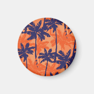 Imán Silueta de palmera azul, fondo naranja