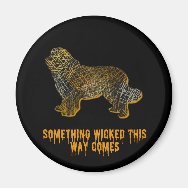 Imán Silueta de perro de Terranova Fun Halloween Magnet (Frente)