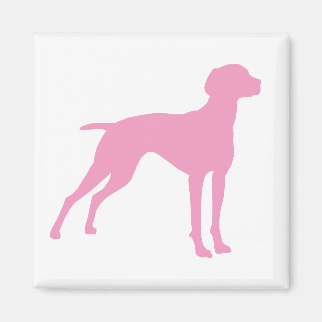 Imán Silueta de perro de Vizsla (rosa) (Frente)
