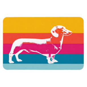 Imán Silueta de perro salchicha retro pop art