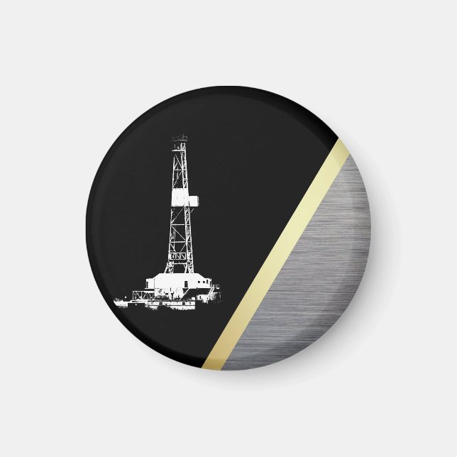 Imán Silueta de plataforma de perforación blanca sobre  (Frente)
