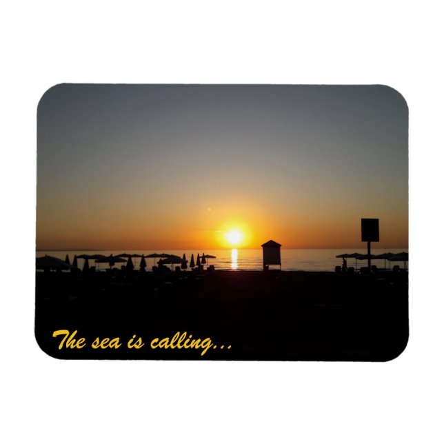 Imán Silueta de puesta de sol de verano costero (Horizontal)