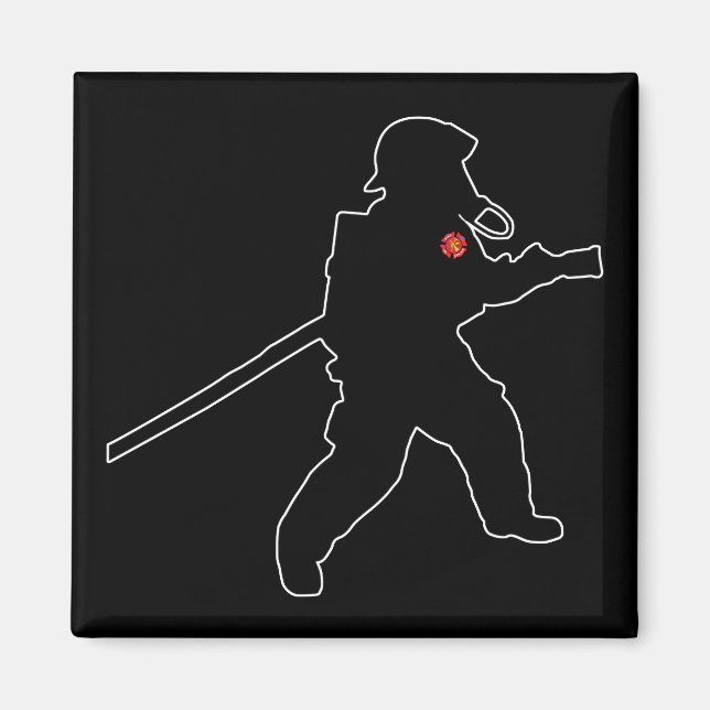 Imán Silueta de rescate de bomberos de bomberos (Frente)