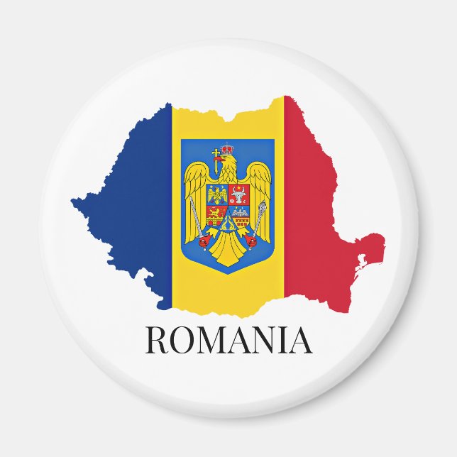 Imán Silueta de Rumania, etiquetada, (Frente)