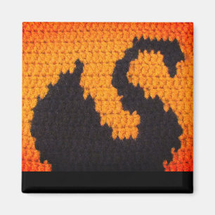 Imán Silueta del cisne negro e impresión del ganchillo