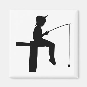Imán Silueta del niño pescador