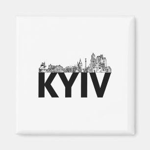 Imán Silueta del perfil de la ciudad de Kiev Ucrania Eu
