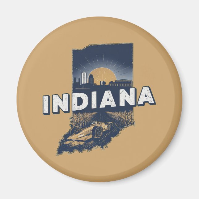 Imán Silueta escénica de Retro Indiana (Frente)