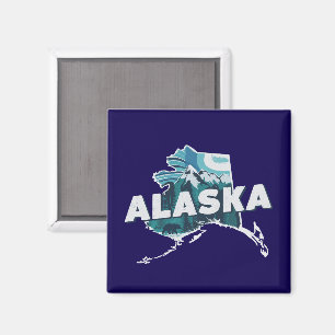 Imán Silueta escénica retro de Alaska  