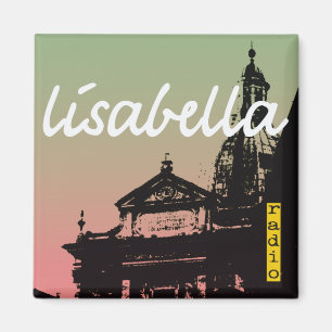 Imán silueta italiana en colores pastel fresca de la