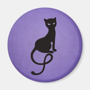Imán Silueta malvada graciosa del gato - púrpura negra
