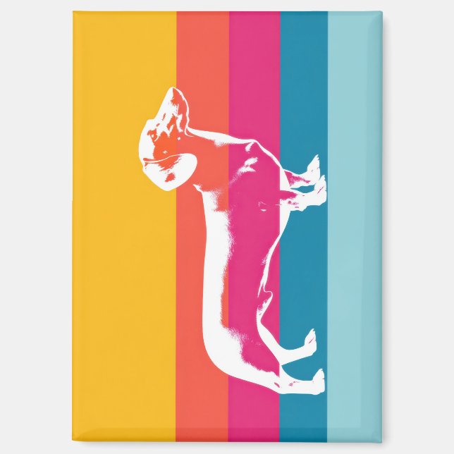 Imán Silueta Retro de Dachshund – Arte Colorido de Perr (Anverso)