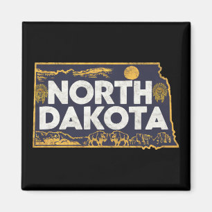 Imán Silueta retro de Dakota del Norte