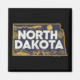 Imán Silueta retro de Dakota del Norte