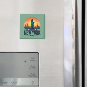 Imán Silueta retro de la ciudad de Nueva York con Estat
