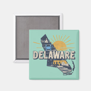 Imán Silueta Retro Escénica de Delaware