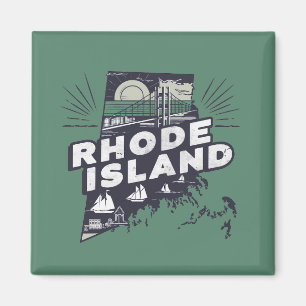 Imán Silueta retro escénica de Rhode Island