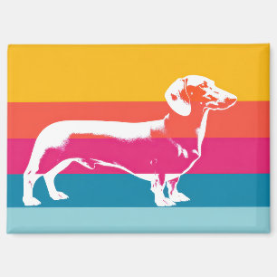 Imán Silueta Retro Pop Art de Dachshund 