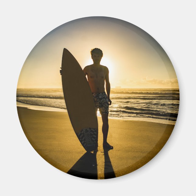 Imán Silueta surfista al amanecer (Frente)