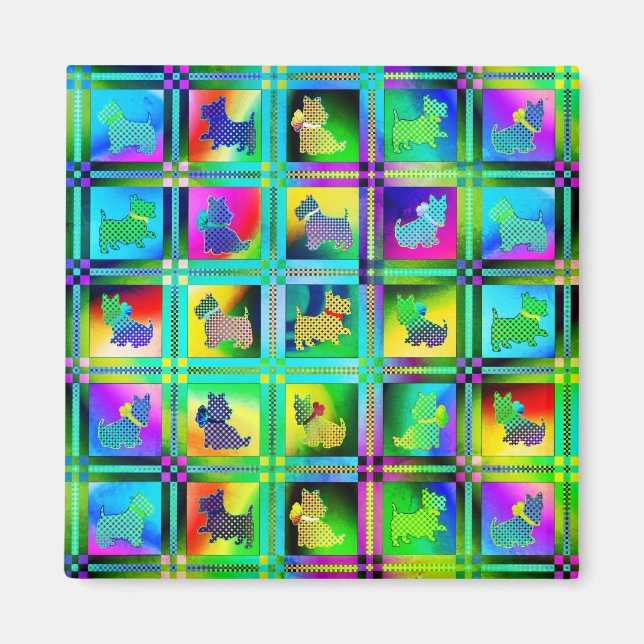 Imán Siluetas aterradoras en un patrón de tablero de aj (Frente)