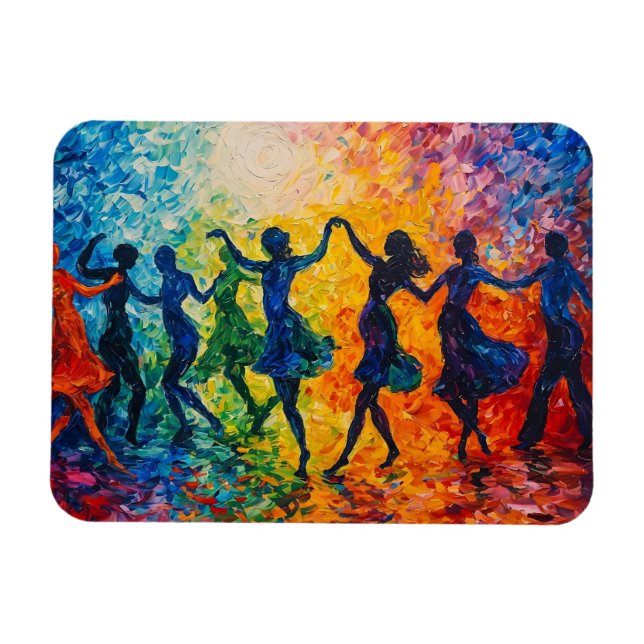 Imán Siluetas coloridas bailando (Horizontal)