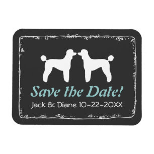 Imán Siluetas de Caniche Estándar Boda Save the Date
