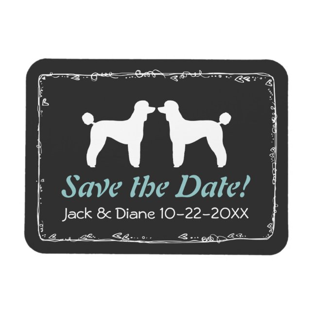 Imán Siluetas de Caniche Estándar Boda Save the Date (Horizontal)