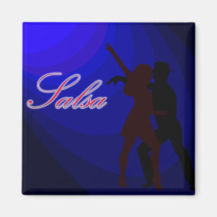 Imán Siluetas de los bailarines de la salsa con el