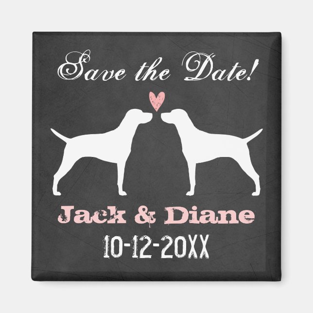 Imán Siluetas de Vizsla para Boda Save the Date (Frente)