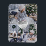Imán Silver Heart Sparkly Photo Merry Christmas<br><div class="desc">Crea un imán para Navidades de fotos hermoso con un corazón plateado,  nieve,  estrellas y brillantes Navidades luces mágicas.</div>