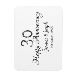 Imán Silver Metallic 30th Feliz aniversario añada nombr