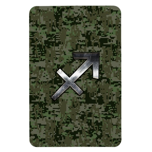 Imán Silver Sagittarius Zodiac Woodland Camo Digital (Vertical)