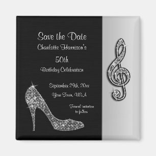 Imán Silver Stiletto & Treble Cleft 50 Save The Date