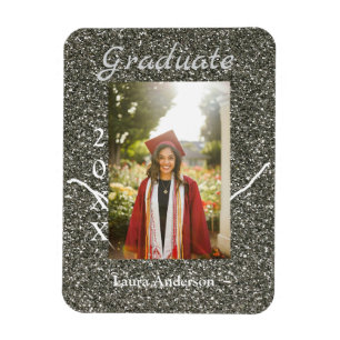 Imán Silverglitter foto graduación agregar texto de cla