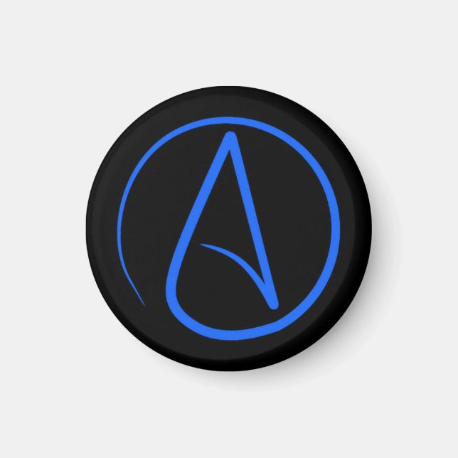 Imán Símbolo ateo: azul sobre negro (Frente)