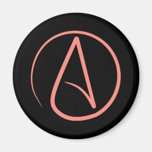 Imán Símbolo ateo: coral sobre negro
