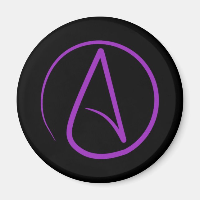 Imán Símbolo ateo: morado sobre negro (Frente)
