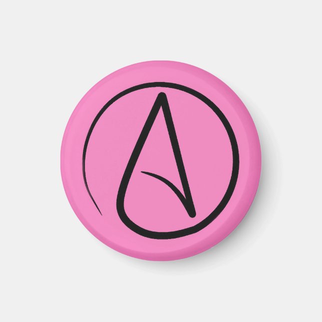 Imán Símbolo ateo: negro sobre rosa claro (Frente)