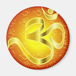 Imán Símbolo Aum u Om en amarillo y rojo