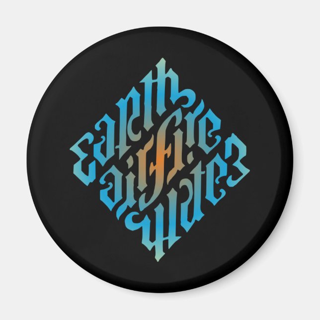 Imán Símbolo azul de elementos de Illuminati (Frente)