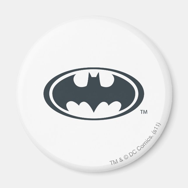 Imán Símbolo de Batman | Logo en blanco y negro (Frente)