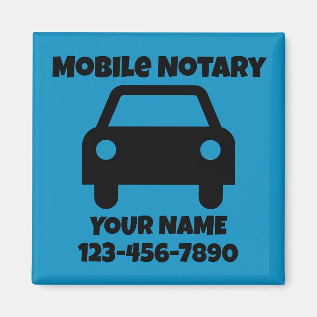 Imán Símbolo de coche público de notario móvil personal (Frente)
