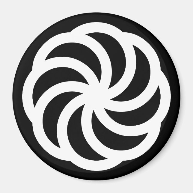 Imán Símbolo de eternidad armenio blanco sobre negro (Frente)