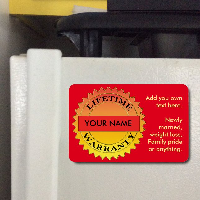 Imán Símbolo de garantía de por vida de su nombre Rect  (Lifetime Warranty Symbol Your Name Flexible Magnet)