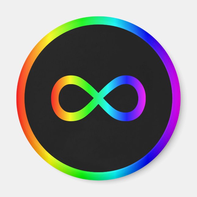 Imán Símbolo de infinito de arcoíris (Frente)