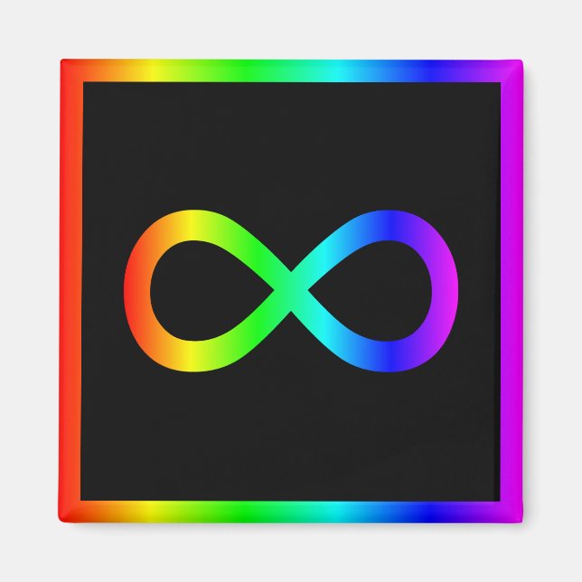 Imán Símbolo de infinito de arcoíris (Frente)