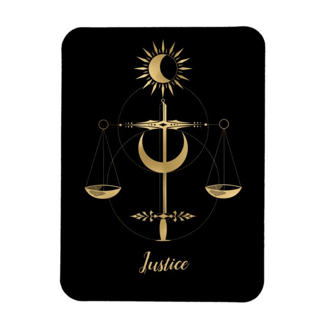 Imán Símbolo de justicia de tarot de oro (Vertical)
