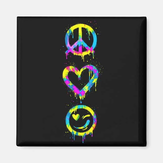 Imán Símbolo de la paz del corazón de la cara sonriente (Frente)