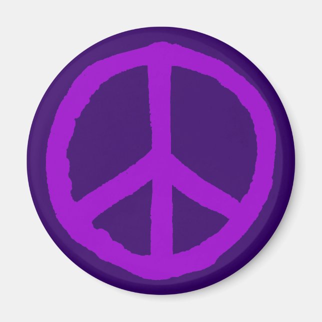 Imán Símbolo de la paz dura - sombras de morado (Frente)